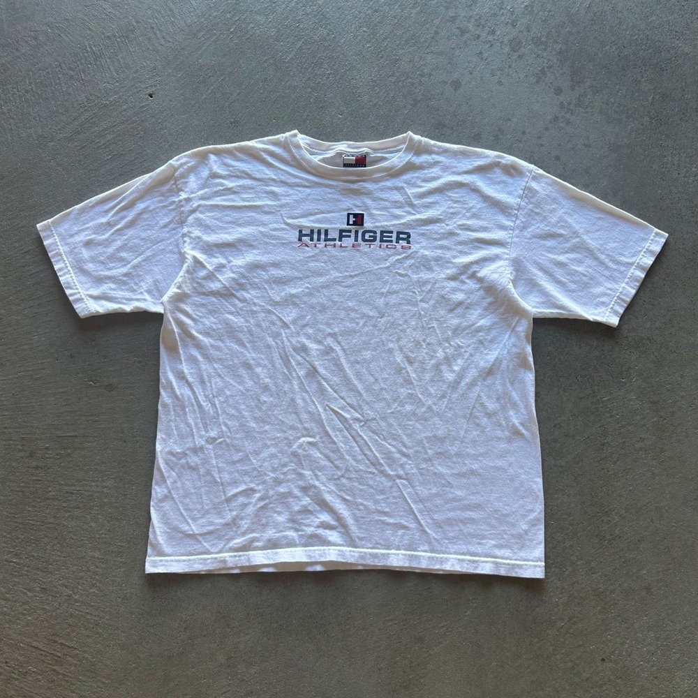 Vintage 90s Tommy Hilfiger Athletics Shirt Size XXL White USA Made Sportswear